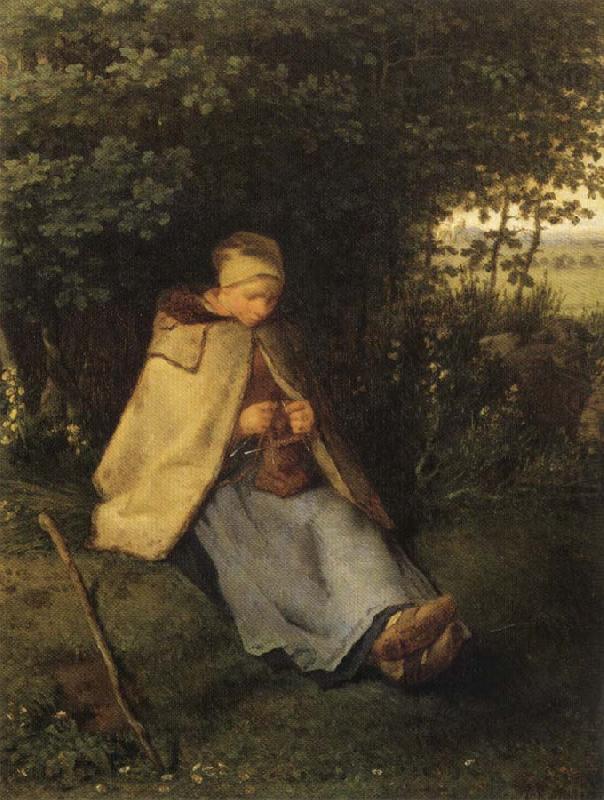 Jean Francois Millet Shepherdess or Woman Knitting china oil painting image